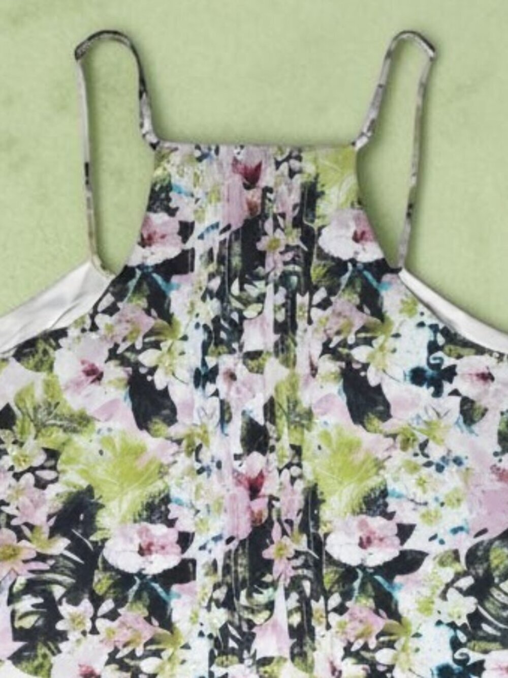Sanctuary Watercolor Floral Pleated V-Neck Mini Slip Dress XL Boho Cottagecore - Picture 14 of 17